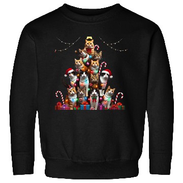 Discover Christmas Cats Tree with Lights and Gifts Sweatshirts
