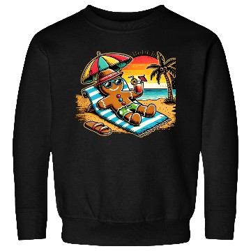 Discover Gingerbread Man Relaxing on the Beach Sweatshirts