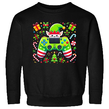 Discover Christmas Elf Themed Gaming Controller Fun Sweatshirts