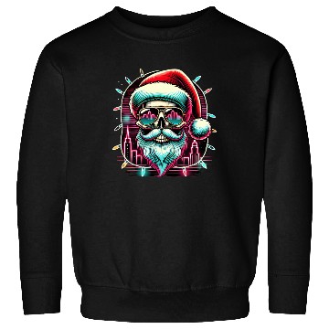Discover Neon Santa Skull City Lights Christmas Sweatshirts