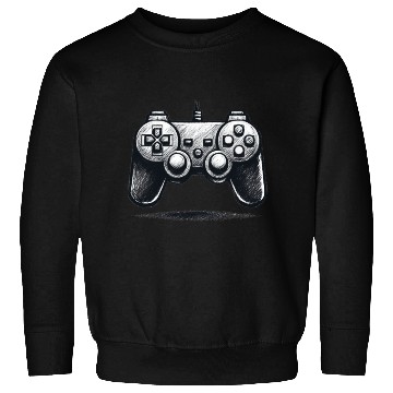 Discover Gamer Controller Cartoon Charcoal Gaming Art Sweatshirts