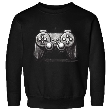 Discover Gamer Controller Cartoon Charcoal Gaming Art 3 Sweatshirts