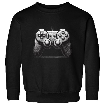 Discover Gamer Controller Cartoon Charcoal Gaming Art 4 Sweatshirts