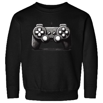 Discover Gamer Controller Cartoon Charcoal Gaming Art 1 Sweatshirts