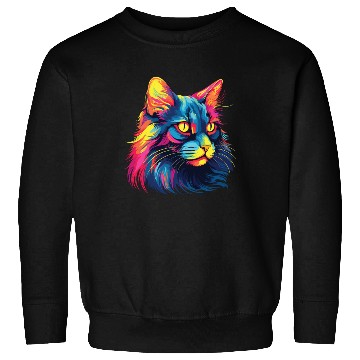 Discover Cat Watercolor Colorful Maine Cat Sweatshirts