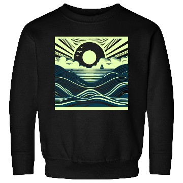Discover Ocean Sunrise Retro Wave Sailing Sweatshirts