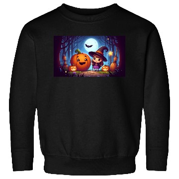 Discover Halloween Witch and Jack-o'-Lantern Scene Sweatshirts