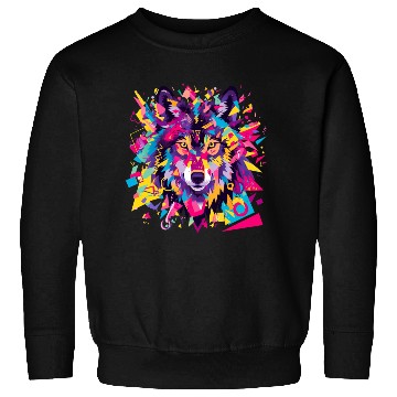 Discover Majestic Pop Art Alpha Wolf - Vibrant Cool Sweatshirts