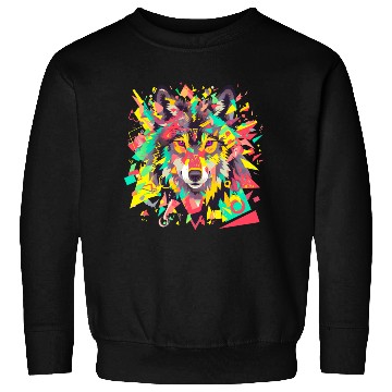Discover Majestic Pop Art Alpha Wolf - Vibrant Warm Sweatshirts