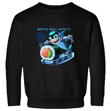 Discover funny shark cyborg cyberpunk rolling sushi Sweatshirts