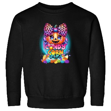Discover Sparkly Candy Corn Cutie Glitter Neon Pumpkin Sweatshirts