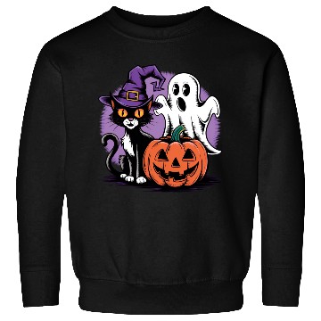 Discover Spooky Black Cat Pumpkin boo ghost Halloween Sweatshirts