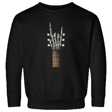 Discover Rock On Guitar Neck Skeleton Hand Sign Rock & Roll Sweatshirts