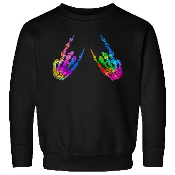 Discover Rock On Rock Star Skeleton Hands LGBT Rainbow Sweatshirts