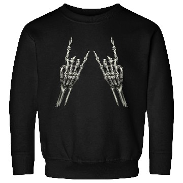 Discover Rock On Rock Star Skeleton Hands Rocker Halloween Sweatshirts