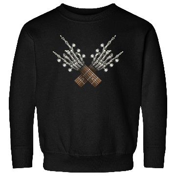 Discover Rock On Guitar Rock & Roll Halloween Skeleton Hand Sweatshirts