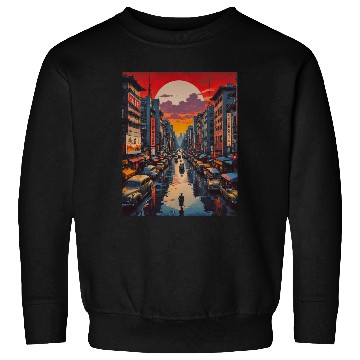 Discover Twilight Reflections in Neon City Sweatshirts