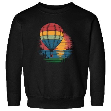 Discover Hot Air Balloon Retro Sunset Adventure Sweatshirts