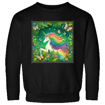 Discover Unicorn, Unicorn butterfly in flower garden design Sweatshirts