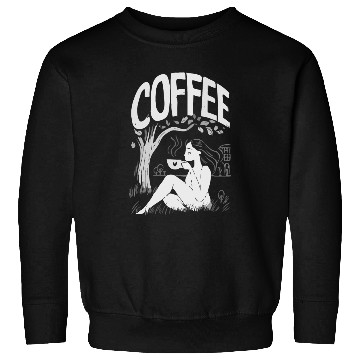 Discover Relaxing Lady Under Tree Design for Coffee Lovers Sweatshirts