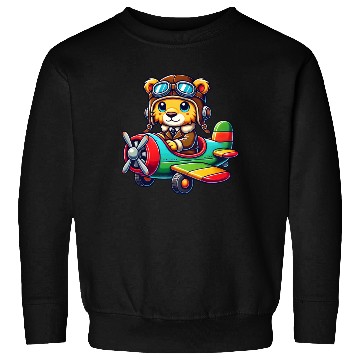 Discover Lion pilot propeller airplane flying license fly Sweatshirts