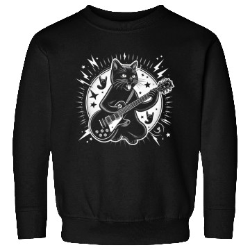 Discover Rock Star Rock and Roll Cat Playing Guitar Sweatshirts