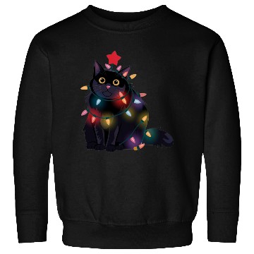 Discover Festive Christmas Lights Cat Sweatshirts
