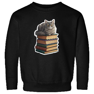 Discover Grey Cat Loaf On Books Sweatshirts