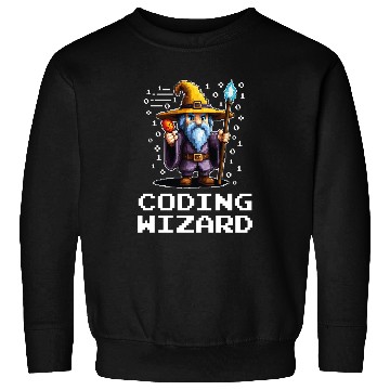 Discover Funny Coding Wizard Pixel Fantasy Coder Magic Sweatshirts