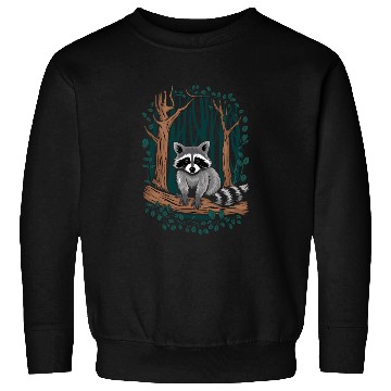 Discover Cottagecore Raccoon in Forest Scene Sweatshirts