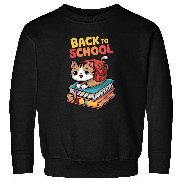 Discover Playful Cat Back to School Illustration Sweatshirts