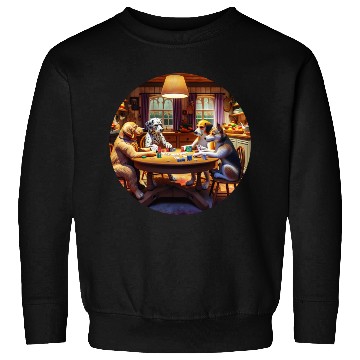 Discover Dogs Playing Kitchen Poker Sweatshirts