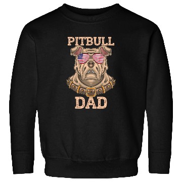 Discover Pitbull Dad Dog Vintage USA American Flag Sweatshirts
