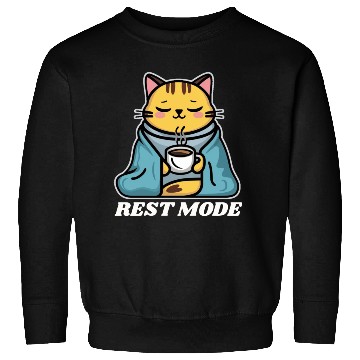 Discover Rest Mode Cat With Coffee Sweatshirts