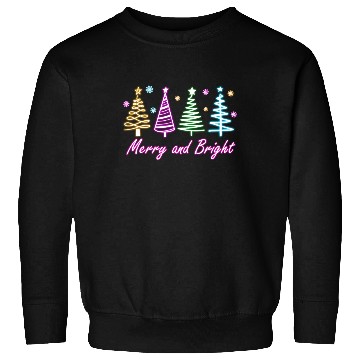 Discover Merry and Bright Tree Neon Christmas Sweatshirts