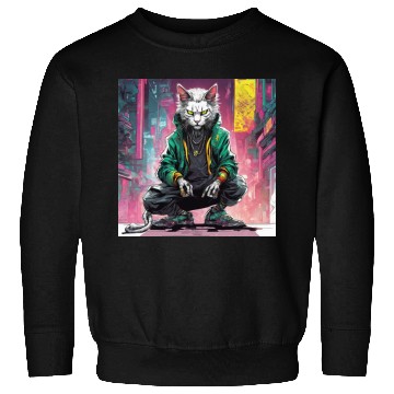 Discover Urban Cyberpunk Cat Rebel Sweatshirts