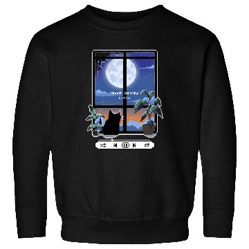 Discover Pixel Lofi Black Cat Moonlit Serenity Sweatshirts