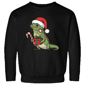 Discover Christmas Iguana Present Candy Cane Santa Hat Sweatshirts