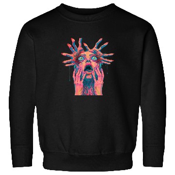 Discover Neon Nightmare: Psychedelic Horror Art Sweatshirts