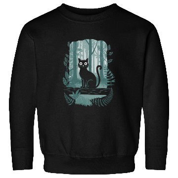 Discover Cottagecore Black Cat In enchanting Forest Sweatshirts