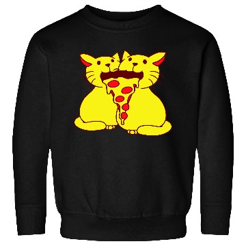 Discover 2 Cats Food Salami Pizza Fast Food Fun Hunger Team Sweatshirts