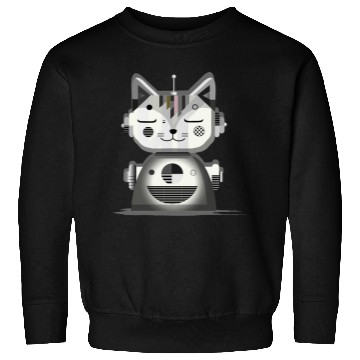 Discover Geometric Robot Cat - Creative Illustration Sweatshirts