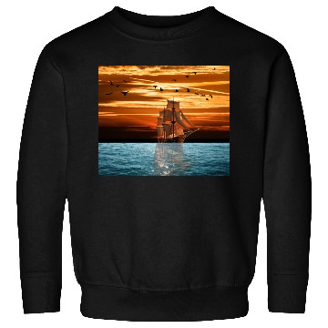 Discover Pirate ship on sea Sweatshirts