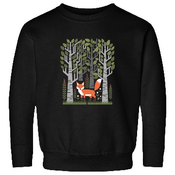 Discover Cottagecore Fox in enchanting Birch Forest Sweatshirts
