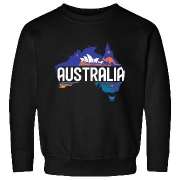 Discover Australia Kangaroo & Sydney Opera House Map Sweatshirts