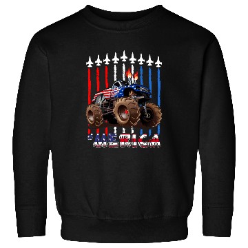 Discover Merica Monster Truck US Flag Sweatshirts