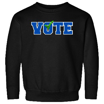 Discover Bold Blue "VOTE" with Green Checkmark Election Sweatshirts