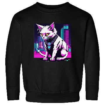 Discover Neon Cyberpunk Cat Sweatshirts