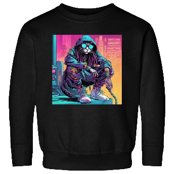Discover Cyberpunk Rastafari Cat Sweatshirts