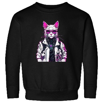 Discover Cyberpunk Cat: Neon Outlaw Sweatshirts
